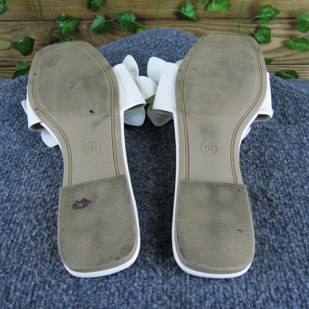 A New Day Women 8.5 White Floral Slide Sandals Embellished‎ 3D Flowers Casual - Picture 5 of 6